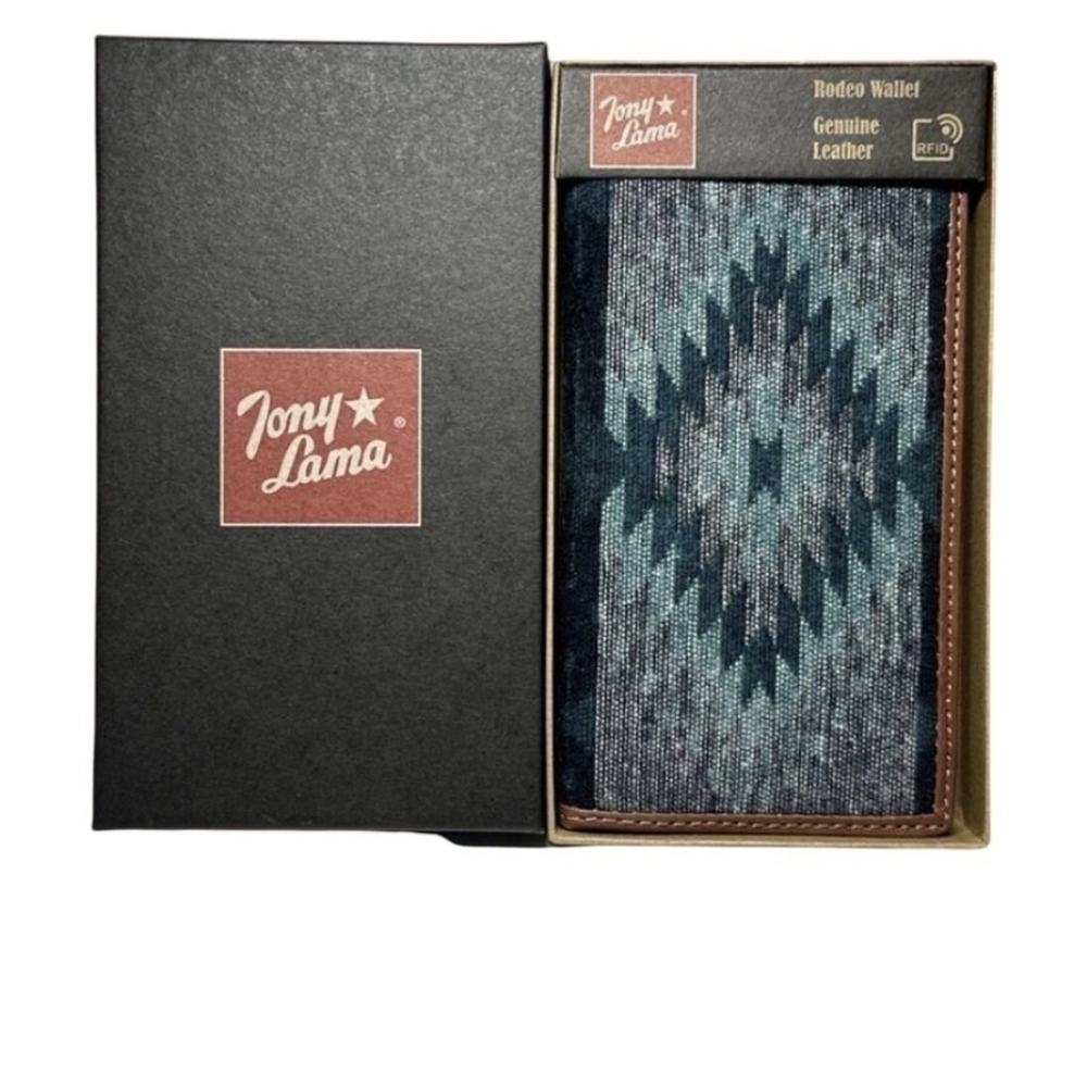 Tony Lama Teal and Brown Leather Rodeo Wallet